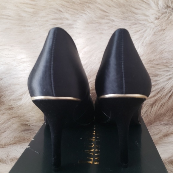 Ralph Lauren Sarina black satin heels - Picture 4 of 8